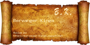 Bervanger Kinga névjegykártya